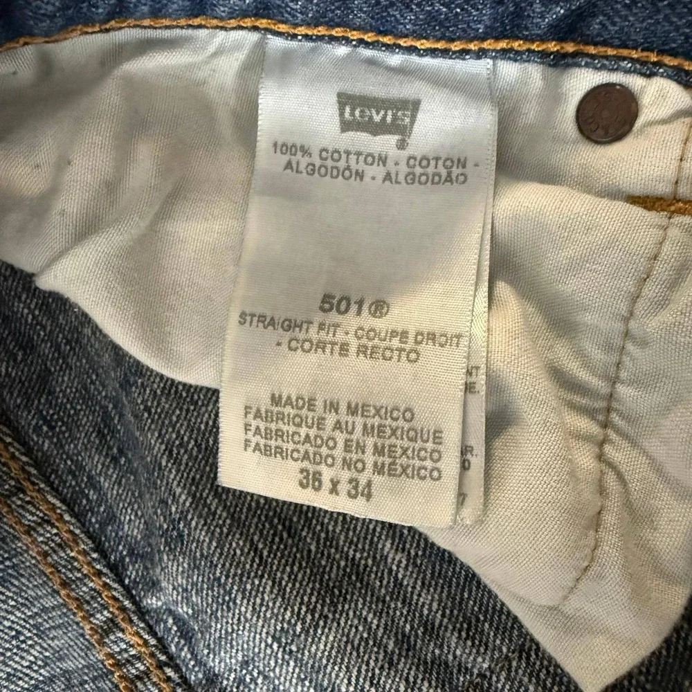 Levis 501 Original Mens Straight Leg Button Fly Jeans Medium Wash Blue 36x34